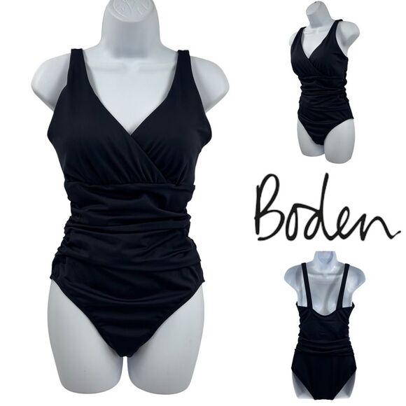 Boden Other - Boden Levanzo Ruched Halter Swimsuit Navy Blue Sz 10R